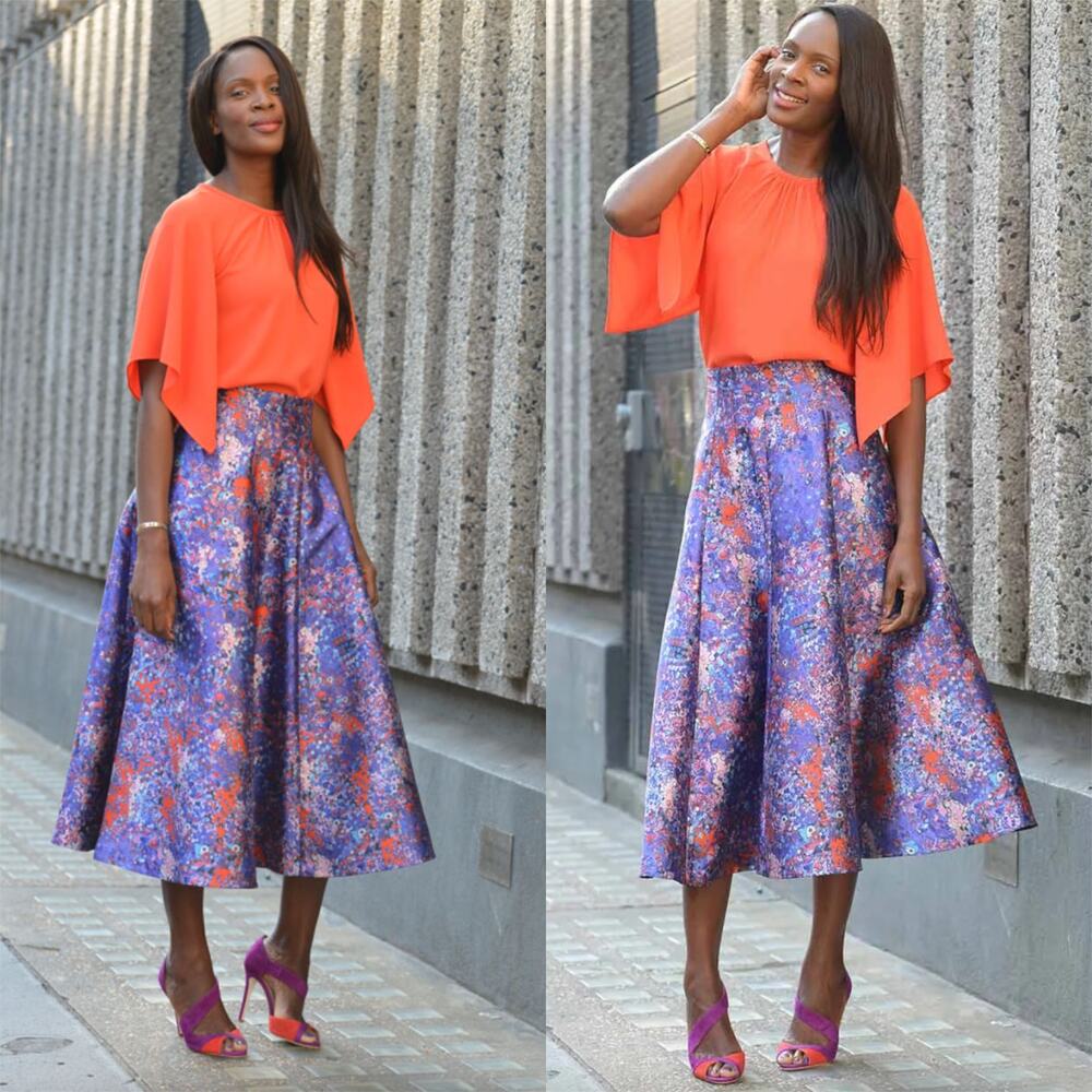LK Bennett Women's Brunele Full Printed Midi Skirt Size 4 Abstract Artsy Bold